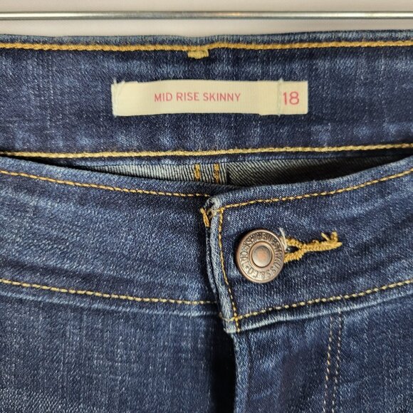 Levis Mid Rise Skinny Jeans Womens Plus 18 Dark Blue Stretchy Classic Boot Jeans - Picture 4 of 9